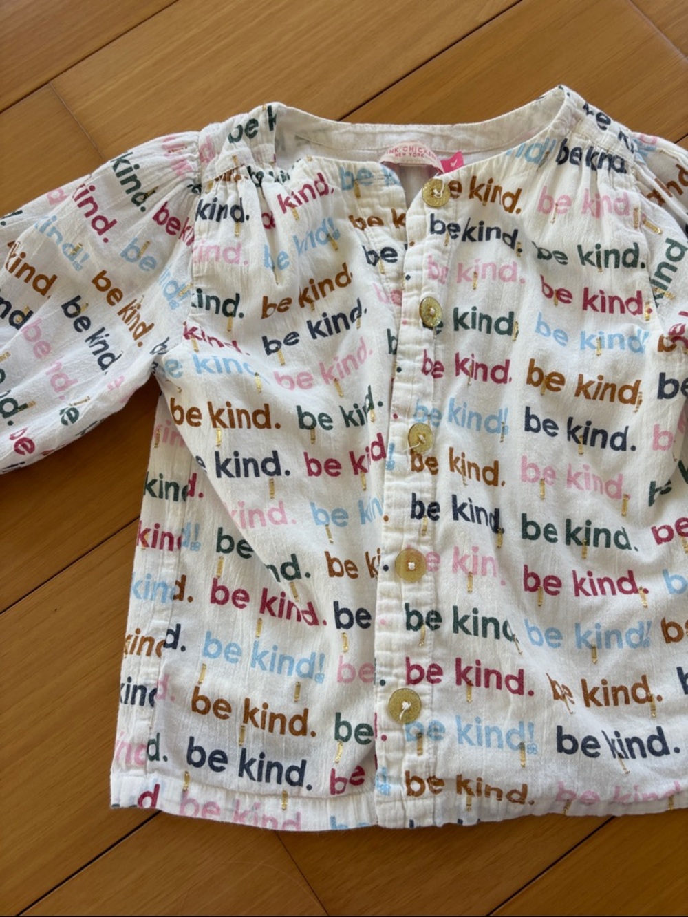 Pink Chicken “Be Kind” shirt.